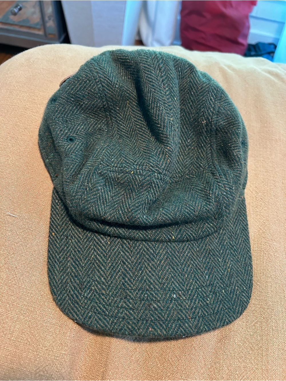 Storied Hats Herringbone Wool Cap in Dark Green one size